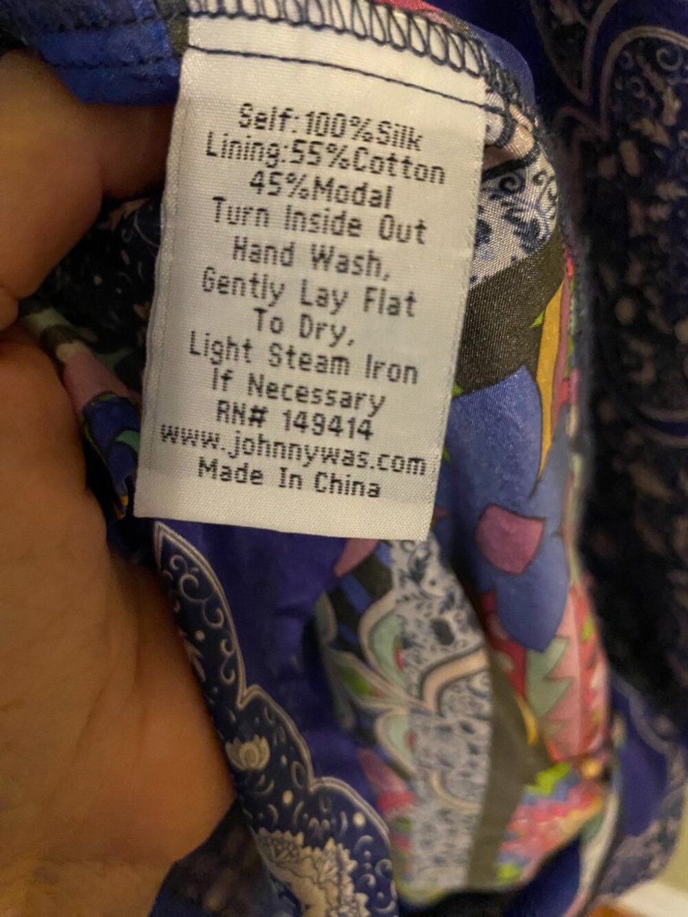 Johnny Was Blue Silk Maxi Dress - Picture 6 of 6